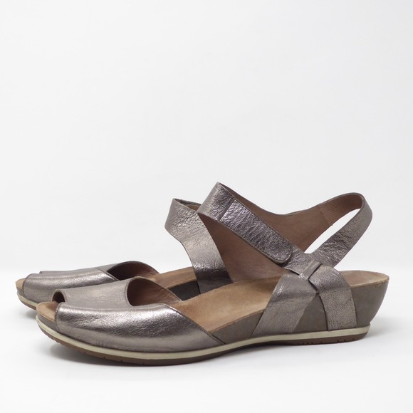 Dansko Womens Vera Pewter Nappa Wedge Sandals Size 41 / 10.5-11 Metallic Bronze - Picture 1 of 8